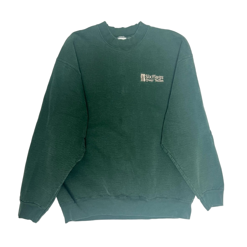 Vintage Supercotton 90s Six Flags Over Texas Green Crew Sweatshirt Large